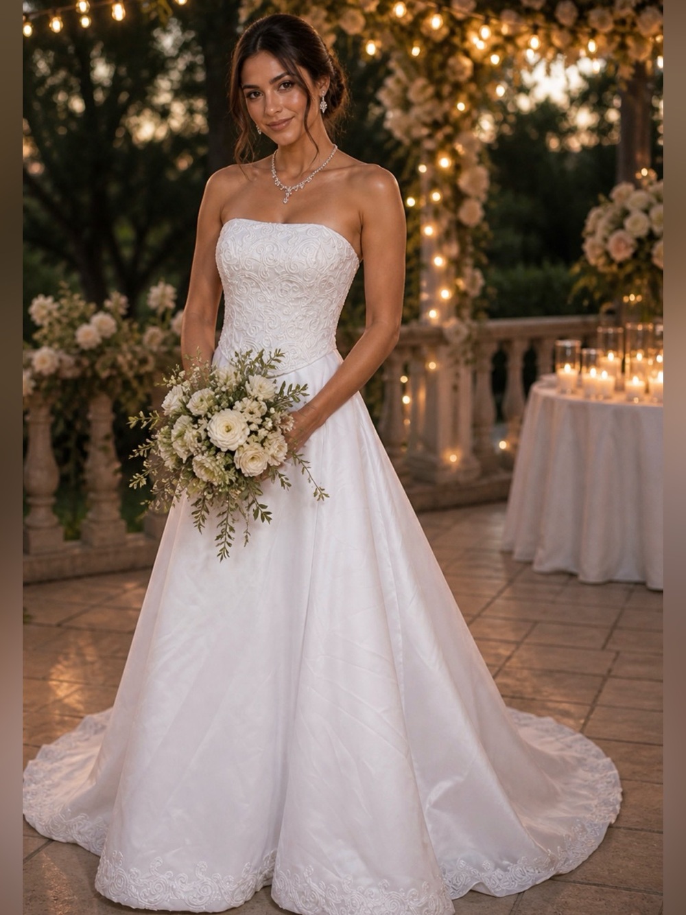 Corset Style White Wedding Gown